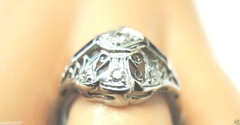 Antique Art Deco Diamond Engagement 20KT White Gold Ring Size 5.5 EGL USA
