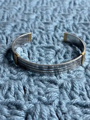 Vintage Cuff Bracelet Silvertone Goldtone 7 inches
