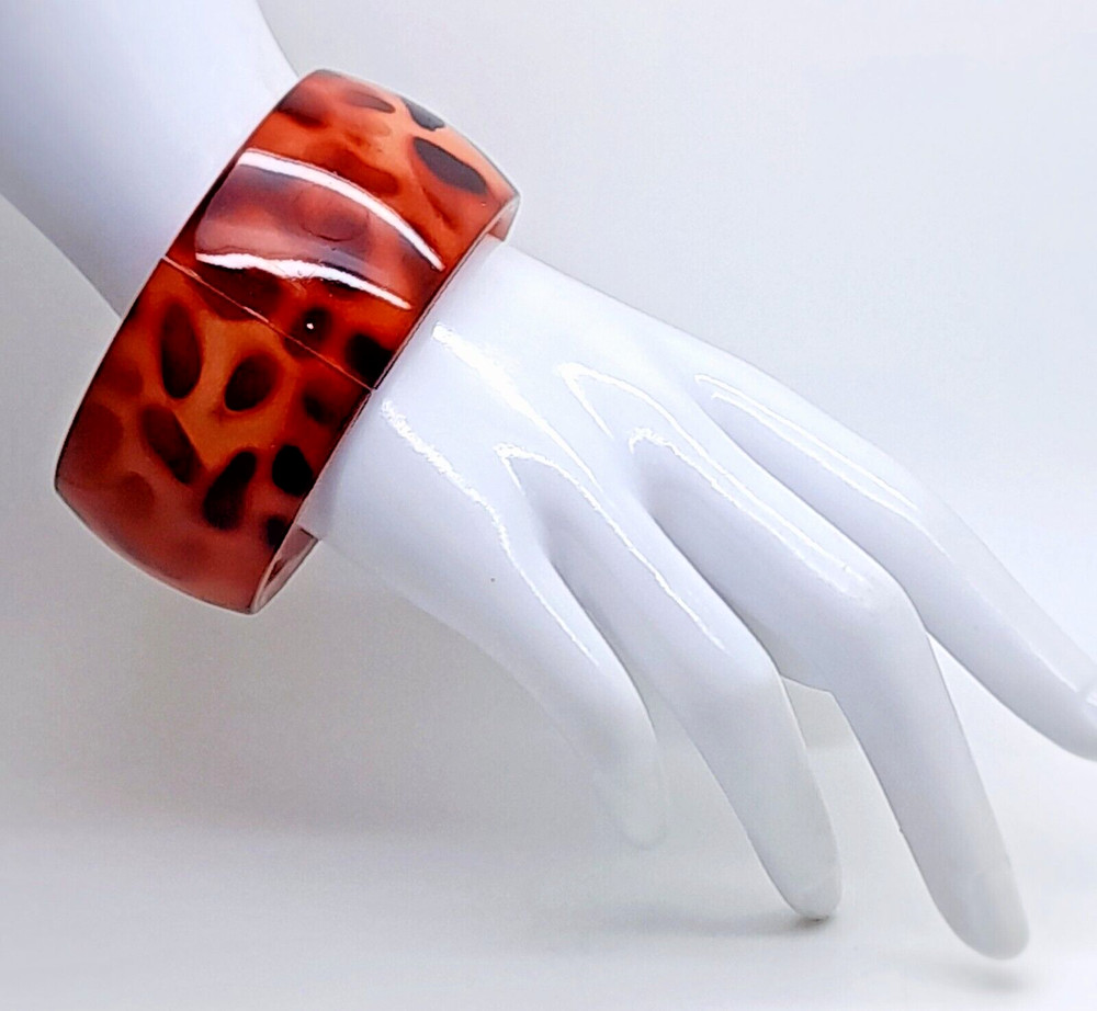 B001 Thick Leopard Animal Print Acrylic Cuff 1.35″ Wide fashion jewelry Bracelet