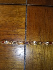 925 Imprinted Multi Color Gemstones Vintage Bracelet As Is