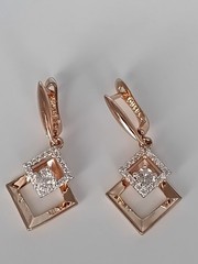 Vintage 1990-s 14 Ct Rolled Gold Zircons Earrings-Hallmarked 585 RG