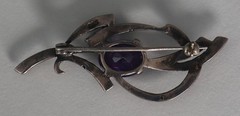 Antique 925 Sterling Silver Amethyst & Marcasite Edwardian Brooch