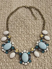 SUGARFIX Brass Blue White Bead Scoop Necklace
