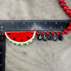 Vintage Flying Colors Necklace Watermelon Ceramic Fruit Summer Picnic 25”