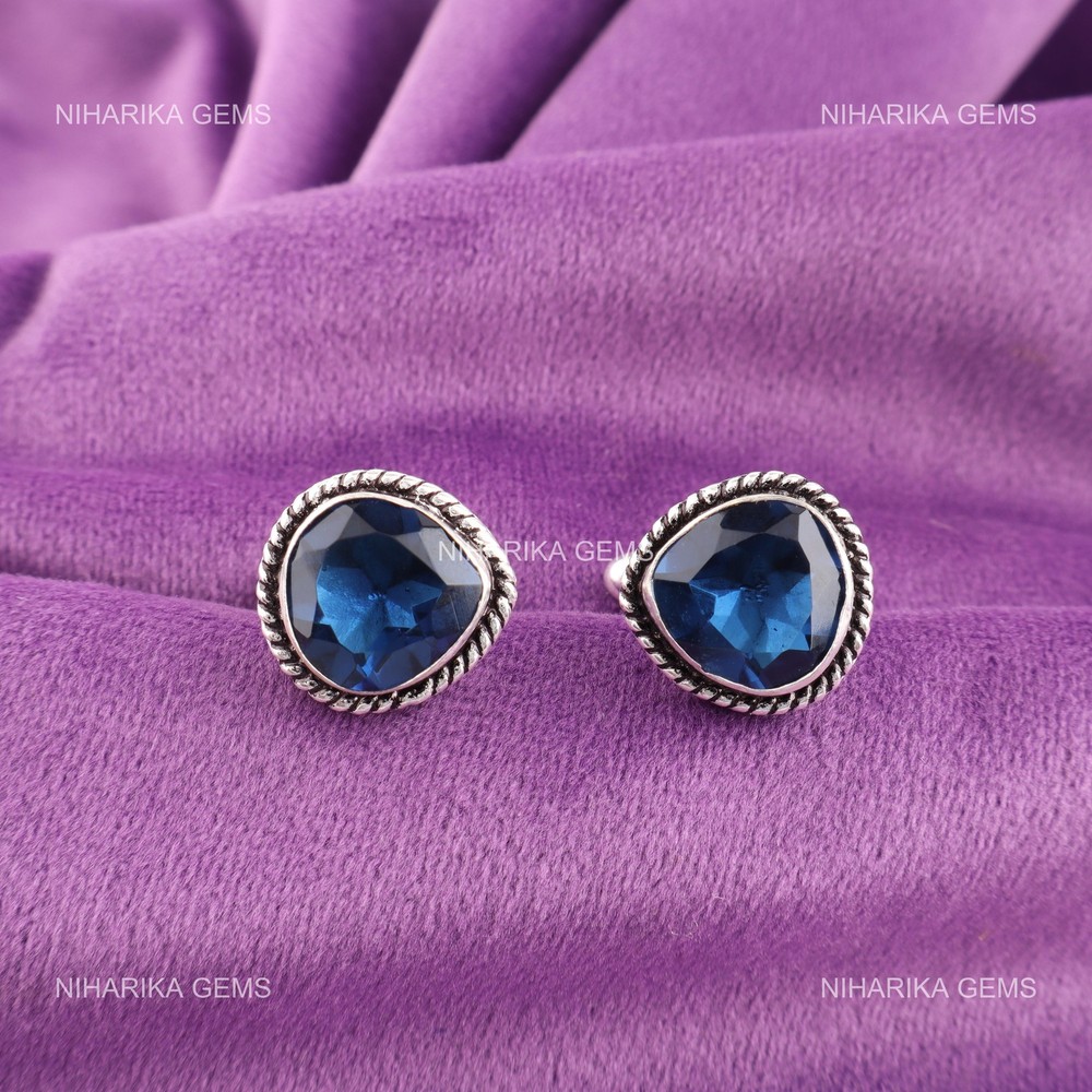925 Silver London Blue Topaz Stone Unique Dad Gifts December Birth Cufflinks