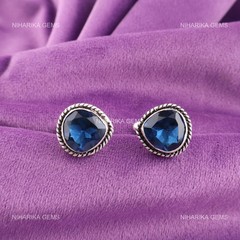925 Silver London Blue Topaz Stone Unique Dad Gifts December Birth Cufflinks