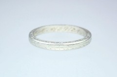 Fab Antique Art Deco Platinum Palladium 2.5mm Floral Wedding Band Ring 1921 6.75