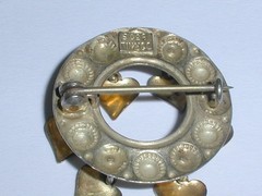 VINTAGE JORNIL NORWAY 830 GOLD WASHED SILVER HEART DANGLE SOLJE BROOCH!