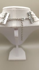 Vintage Black White Beaded Collar Choker Necklace Multi Strand Art Deco 80s 90s