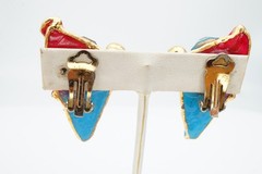 Vintage Clip On Earrings Gold Tone Rhinestone L3