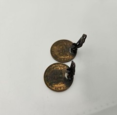 Vintage Penny Coin Clip-On Earrings Elizabeth II South Africa 1957 Patina