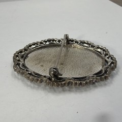 Vintage 935 Sterling Silver With Marcasite Stones Photo Brooch Large 14.11Gr