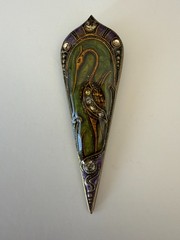 Sweet Romance USA Art Nouveau Enamel Egret Pendant/Brooch Pin