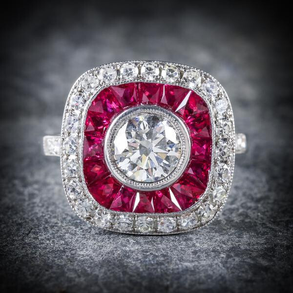 1Ct White Round Cut CZ Art Deco Style Bezel Set Engagement Ring In 925 Silver