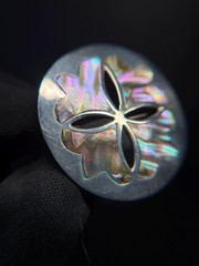Taxco EMI Sterling Silver Abalone Sand Dollar Brooch Pendant Mexico