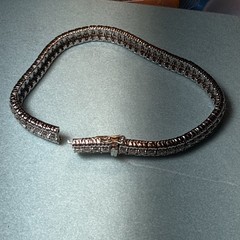 Sterling Silver Sparkling Hinge Chain Bracelet CZ925 needs REPAIR