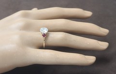 14K Yellow Gold Engagement Three Stone Ring 1.64CT.Natural Round Cut Diamond