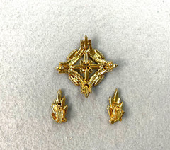 Mid-Century Pin & Earring Set Uranium Stones Prong Set Boho Artsy Retro Vintage