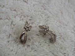 Silvertone Rhinestone Pierced Earrings (C6)