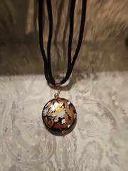 Vintage Double Sided Dragon Design Cloisonne Pendant Necklace 16.5″ Long
