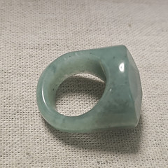 Vintage Genuine Jade Jadeite Massive Dome Cocktail Signet Ring Size 10 21g