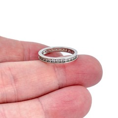 Vintage Sterling Silver 925 Cubic Zirconia Eternity Band Ring Size 7