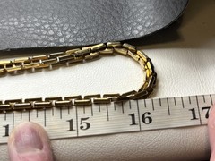 Monet 80s Heavy Thick Long 32″ Opera Gold Tone Box Modernist Link Chain Necklace