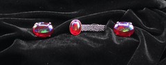 VINTAGE SILVERTONE CABOCHON CUFFLINKS & MATCHING TIE CLIP BAR UNMARKED NICE!