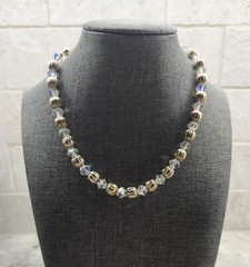 Clear/Gold Crystal Bead Necklace, 15 in. **NEW**