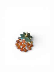 Vintage Swoboda Signed Jade Carnelian Grape Cluster Brooch Pin Gold Tone