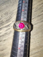 Vintage Lind Mens 14KT HGE Genuine Ruby Ring Size 11.75 Gold Electroplate