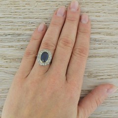 Art Deco Antique Vintage 4.50 Ct Natural Sapphire Engagement Ring 925 Silver