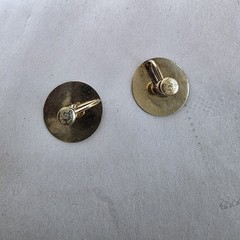 MK Monogram Screw Back Earrings Gold Filled 1″ Coin Round Old Money Signed Vtg