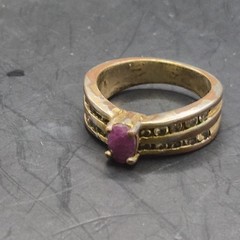 Vintage 6 Ring Collection Lot Size 5 Red Green Blue Faux Pearl Gold&Silver Tone