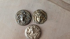 Art Deco Brass Stamped Findings Women’s Faces Set Of 3 For Brooch Or Pendant