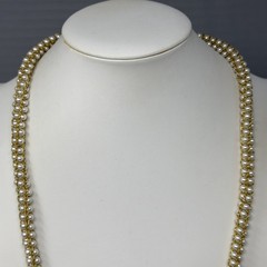 Mini Faux Pearl Necklace Gold Tone Woven Tension Layers Twist Stretchy Handmade