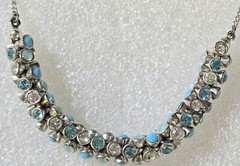 Vintage signed FOSSIL Turquoise Baby Blues Rondelle Beaded Center Necklace