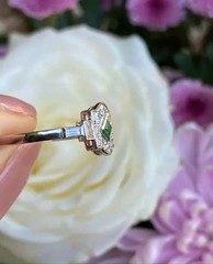 1.5Ct Art Deco Style Lab Created Emerald Wedding Engagement 925 Silver Halo Ring