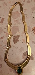 Vintage Vargas Cocktail Ring Necklace Set 18 KT H.G.E. Emerald Green Gold
