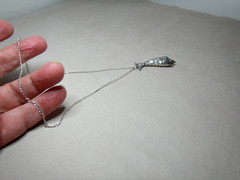 Vintage Mexican Sterling Silver Articulated Turquoise Set Fish Pendant Necklace