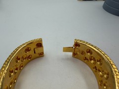 Vintage Bracelet Cuff Wide Studded Mixed Metal Two 80s 90s Chunky 6.5 in