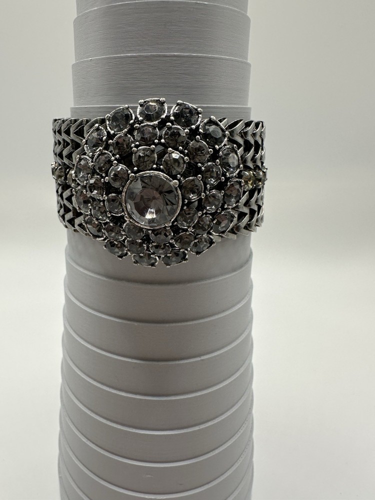 Loft Gun Metal Chain Bracelet With Rhinestones And Magnetic Closure Size 7