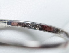 935 Silver – Antique Art Deco Ring – Coral And Markasite – Black Enamel