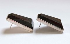 DRT Jay King Sterling Silver Tiger Iron Gemstone Modernist Pierced Earrings