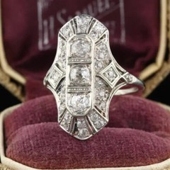 Art Deco Style 3Ct Lab Created Diamond Engagement Wedding 14K White Gold FN Ring