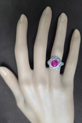 Vintage 14k White Gold Engagement Ring 2.92CT. Gem Pink Sapphire Round Cut