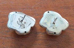 Vintage Retired 925 Sterling Silver 3D Puff Rose Flower Earrings Women New