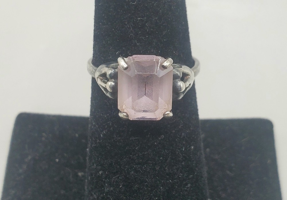 925 Sterling Silver Sarah Coventry Vtg. Lavender CZ Ring Size 6-8.25 Adjustable