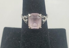 925 Sterling Silver Sarah Coventry Vtg. Lavender CZ Ring Size 6-8.25 Adjustable