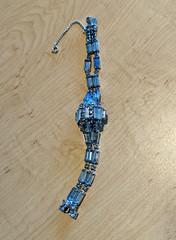 Weiss Bow Necklace Earrings Bracelet Set Sky Blue Rhinestones Set FABULOUS!